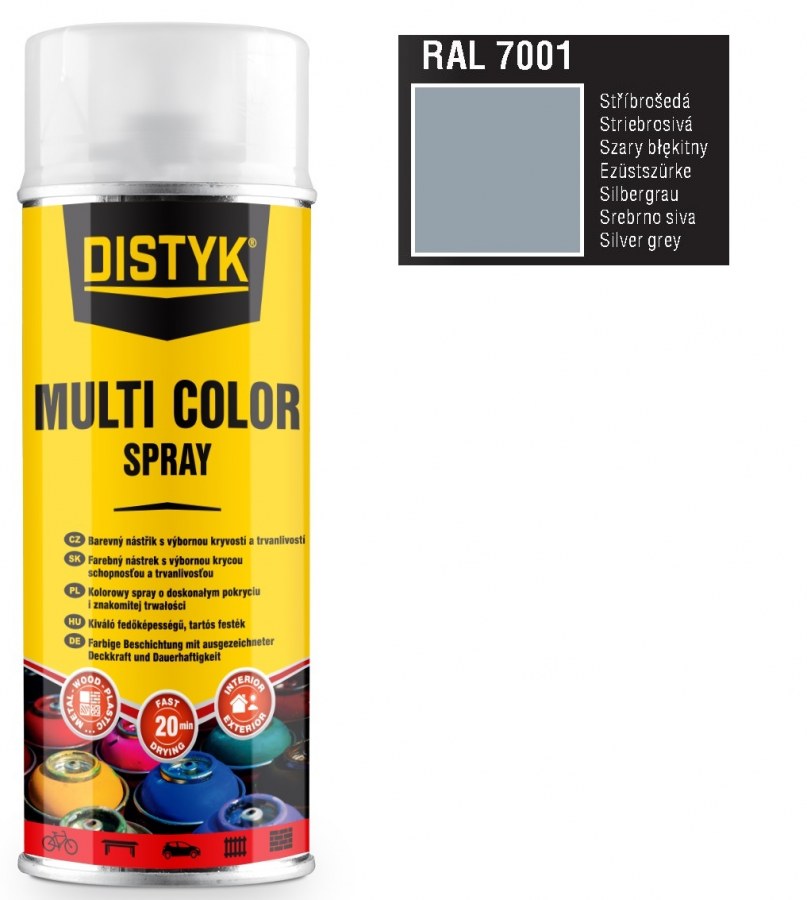 Barva multi color spray DISTYK 400ml RAL7001 stříbrošedá DEN BRAVEN - Barvy, laky a chemie Barvy, laky, spreje Spreje Barva ve spreji