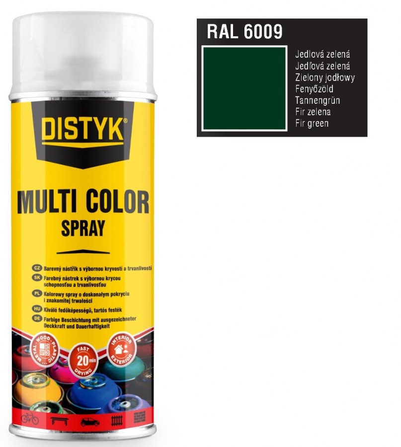 Barva multi color spray DISTYK 400ml RAL6009 jedlová zelená