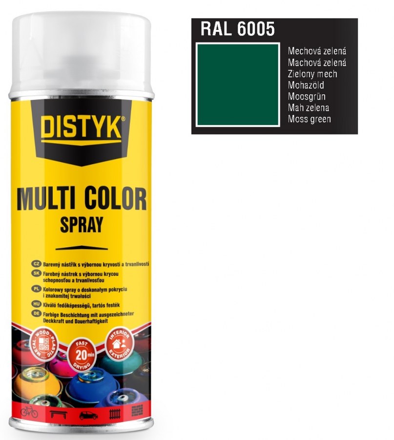 Barva multi color spray DISTYK 400ml RAL6005 mechová zelená 