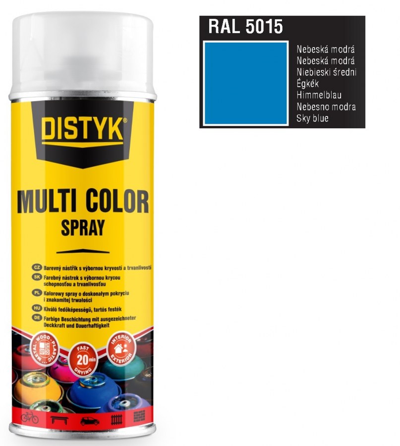 Barva multi color spray DISTYK 400ml RAL5015 nebesky modrá - Barvy, laky a chemie Barvy, laky, spreje Spreje Barva ve spreji