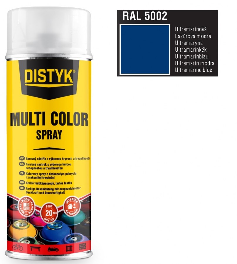 Barva multi color spray DISTYK 400ml RAL5002 ultra marínová - Barvy, laky a chemie Barvy, laky, spreje Spreje Barva ve spreji