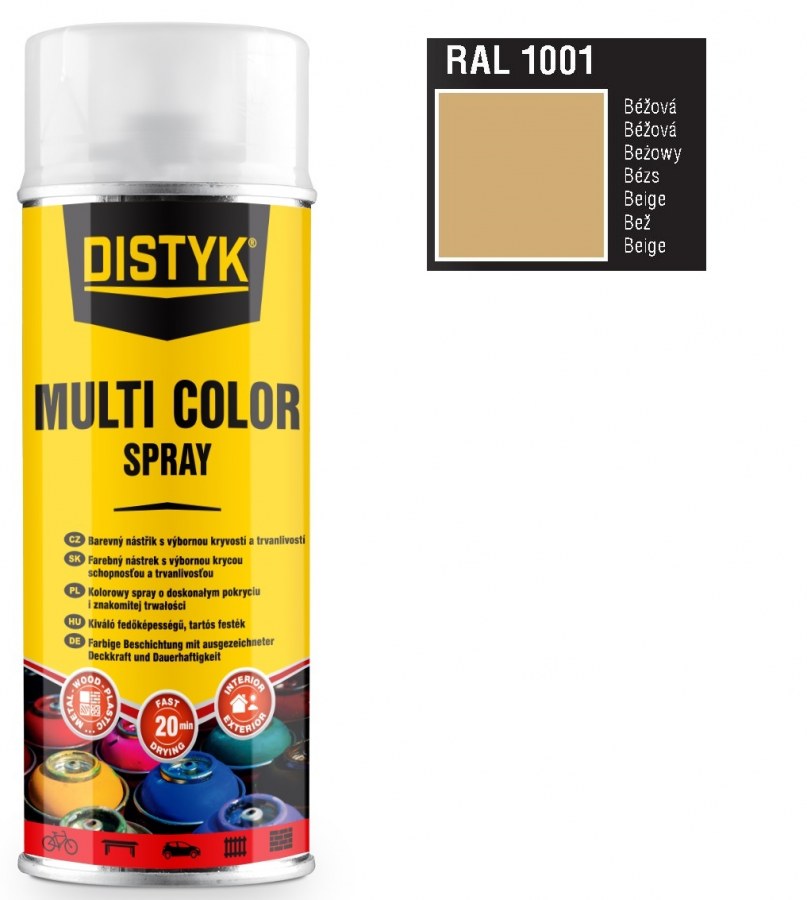 Barva multi color spray DISTYK 400ml RAL1001 béžová - Barvy, laky a chemie Barvy, laky, spreje Spreje Barva ve spreji
