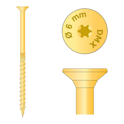 Vrut tesařský se zap. hlavou 6x60 - Spojovací materiály Vruty a šrouby Vruty Tesařské Zápustná hlava