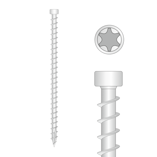 Vrut tesařský celozávitový s válcovou hlavou 6x220 - Spojovací materiály Vruty a šrouby Vruty Tesařské Válcová hlava