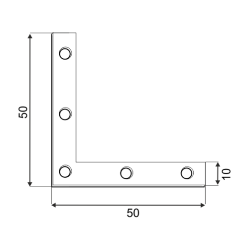 Úhelník nábytkový plochý 50x50x10x2,0mm - Spojovací materiály Úhelníky Nábytkové